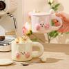 Embossed cute rabbit mug with cover wind niche design sense cute card ceramic cup creative water cup coffee cup household