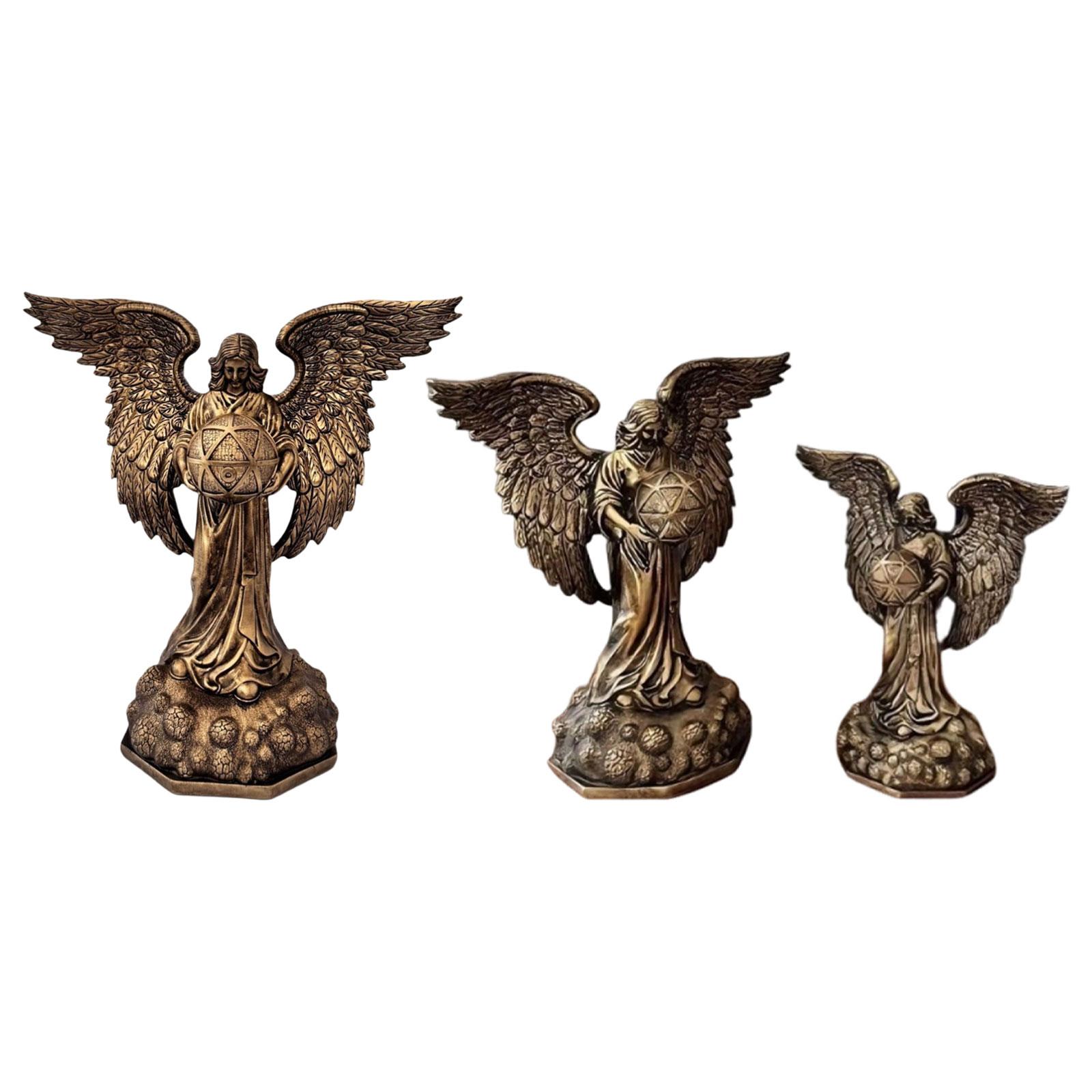 Resin Figurine Angel Statue Ornament Sculpture for Cabinet Housewarming Bookshelf Desk S