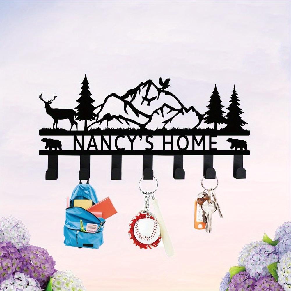 Metal Key Holder Deer Mountain Wall Hook Rustic Antler Coat Rack Entryway Decor 18in