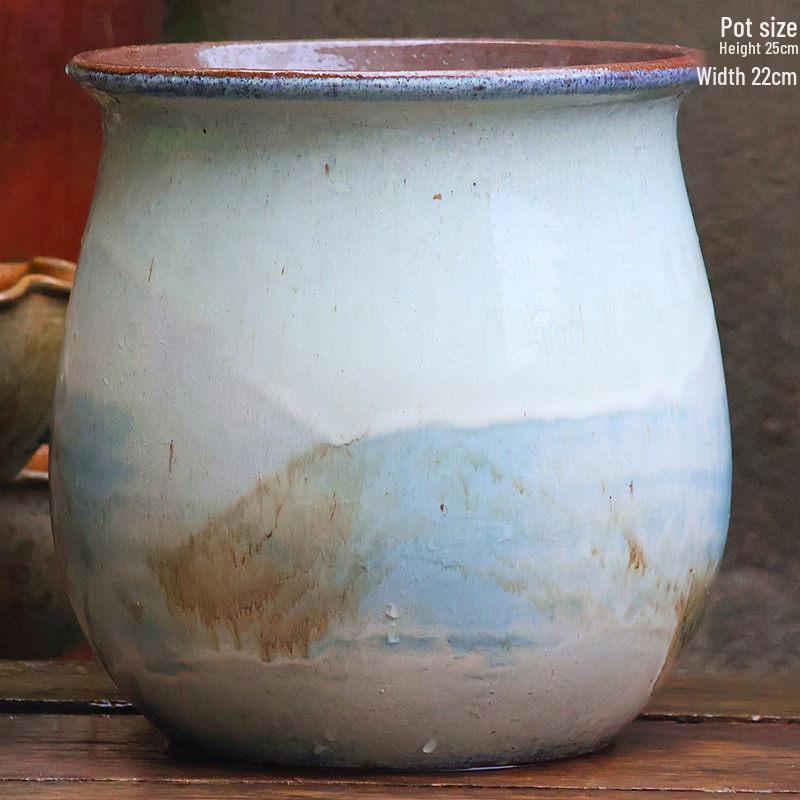 Handmade Large Purple Clay Ceramic Pot for Succulents and Bougainvillea – Breathable, Coarse Pottery Design for Living Room.