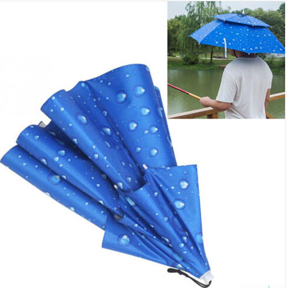 Multicolor Outdoor Foldable Double Umbrella Hat Sun Rain Cap Camping Fishing