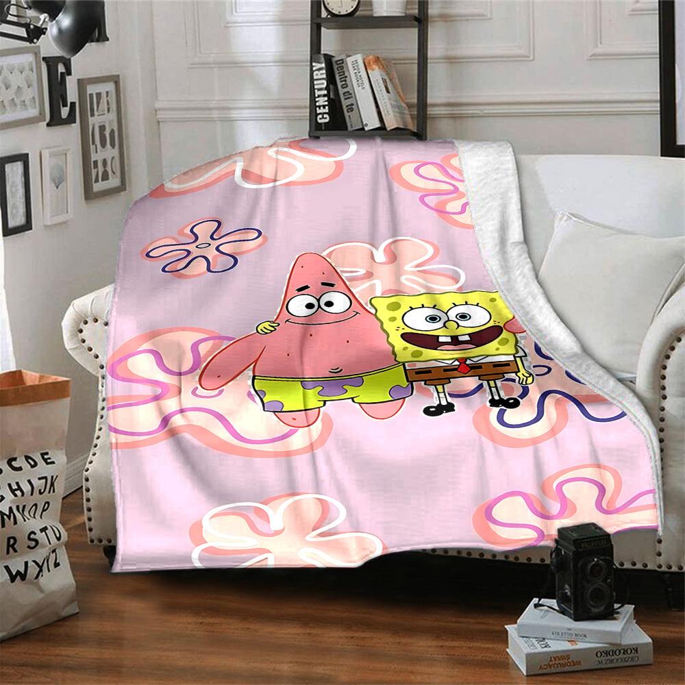 1pc SpongeBob SquarePants Flannel Blanket Soft Cozy All-Season Throw for Bedroom, Sofa, Camping, Travel, Home Decor1086