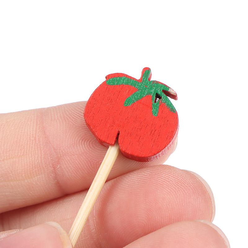 100 Adet Karışık Meyve Domates Çöpü Cupcake Meyve Çatalı Tatlı Salata Kokteyl Çubukları