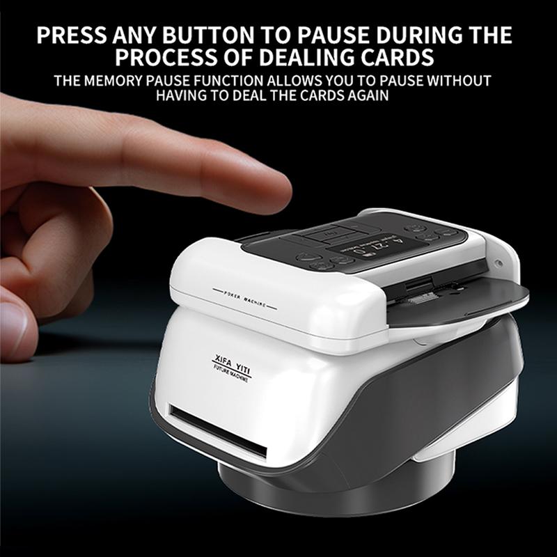 Máquina Automática de Embaralhar e Distribuir Cartas 2 em 1 Giratória 360° Distribuidor de Cartas Dispositivo de Póquer para Jogos de Festa ao Ar Livre em Casa