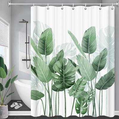 Cortină de Duș din Material Textil cu Frunze de Plantă Verde de Înaltă Calitate Impermeabilă Frunză de Monstera Cortine de Baie pentru Decor Baie cu Cârlige