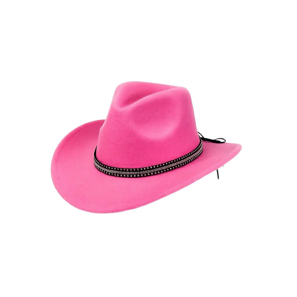 Cappello Western in Lana per Bambini con Decorazione Nera e Cinturino Sottogola Regolabile