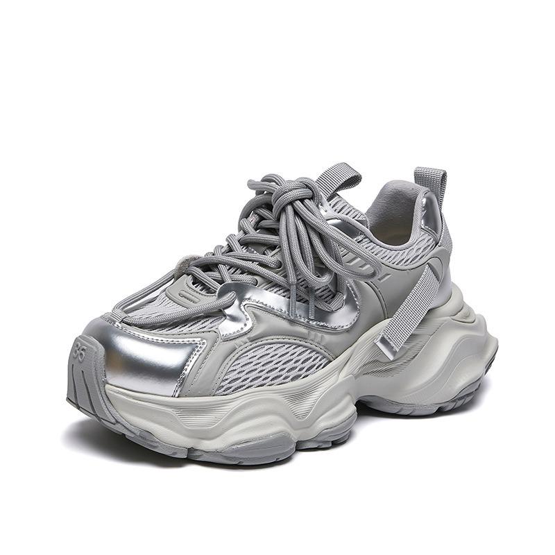 Silver dad shoes women's spring new retro fried street thick-soled versatile lightweight casual mesh sneakers