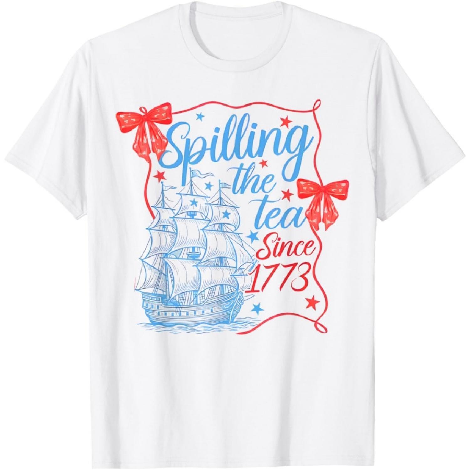 Coquette Spilling The Tea Since 1773 4th Of July Mens Womens T-Shirt S