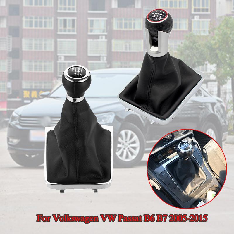 For Volkswagen VW Passat B6 B7 2005-2015 5/6 Speed Gear Shift Knob Head Leather Gaiter Boot Cover Collar Case Car Accessories