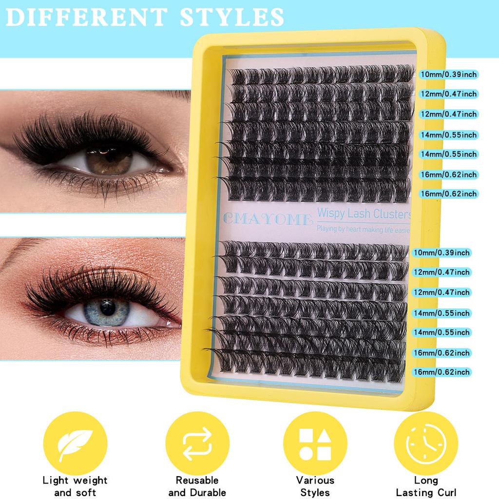 Single Cluster C Curl Multiple Hair False Eyelashes Natural Density 10-16Mdiy Segmented Eyelashes