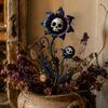 Scary Garden Ornaments Halloween Stake, Waterproof Spooky Skull Flower Lawn Art, 2D Creepy Decorative Stakes Metal Plant Stake for Porch, Patio, Lawn,