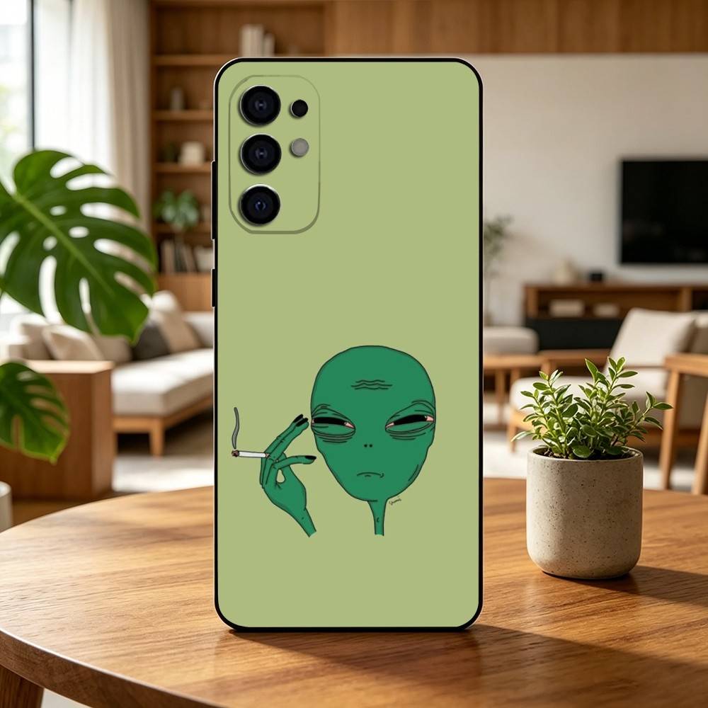 Funny Space UFO A-alien T-thing Phone Case For Samsung S25,S24,S21,S22,S23,S30,Ultra,S20,Plus,Fe,Soft Silicone Black Cover