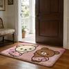 Cute Cartoon RRilakkuma Lovers Floor Mat Soft Flannel Absorbent Mat Non-Slip Rug Home Bedroom Bathroom