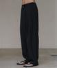 Dekkoloso Cool Linen-Like Double-Pleated Wrinkle-Free Wide Elastic Pants [Black]