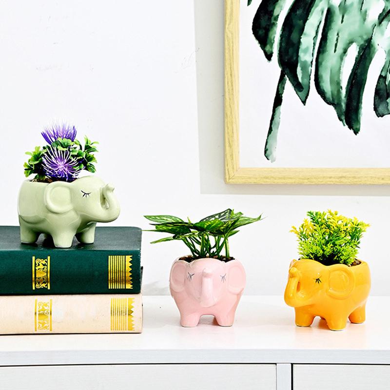 Niedlicher Elefanten-Blumentopf, Sukkulententopf, Keramik-Pflanzgefäß, Heimdekoration, Desktop-Ornament, Bonsai-Blumentopf, Gartendekoration