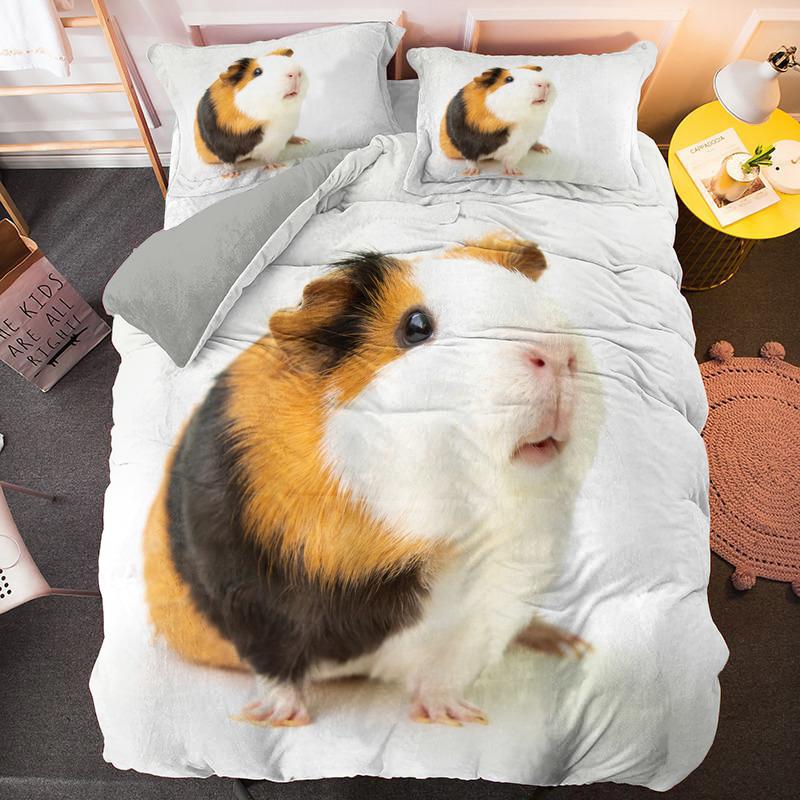 Guinea Pig Beding Set Lovely Mouse 3D Soft Duvet Cover Animal Warm Comforter Cover For Children Kids Young Boys Young Girls Ten Soft Twin Comfortable