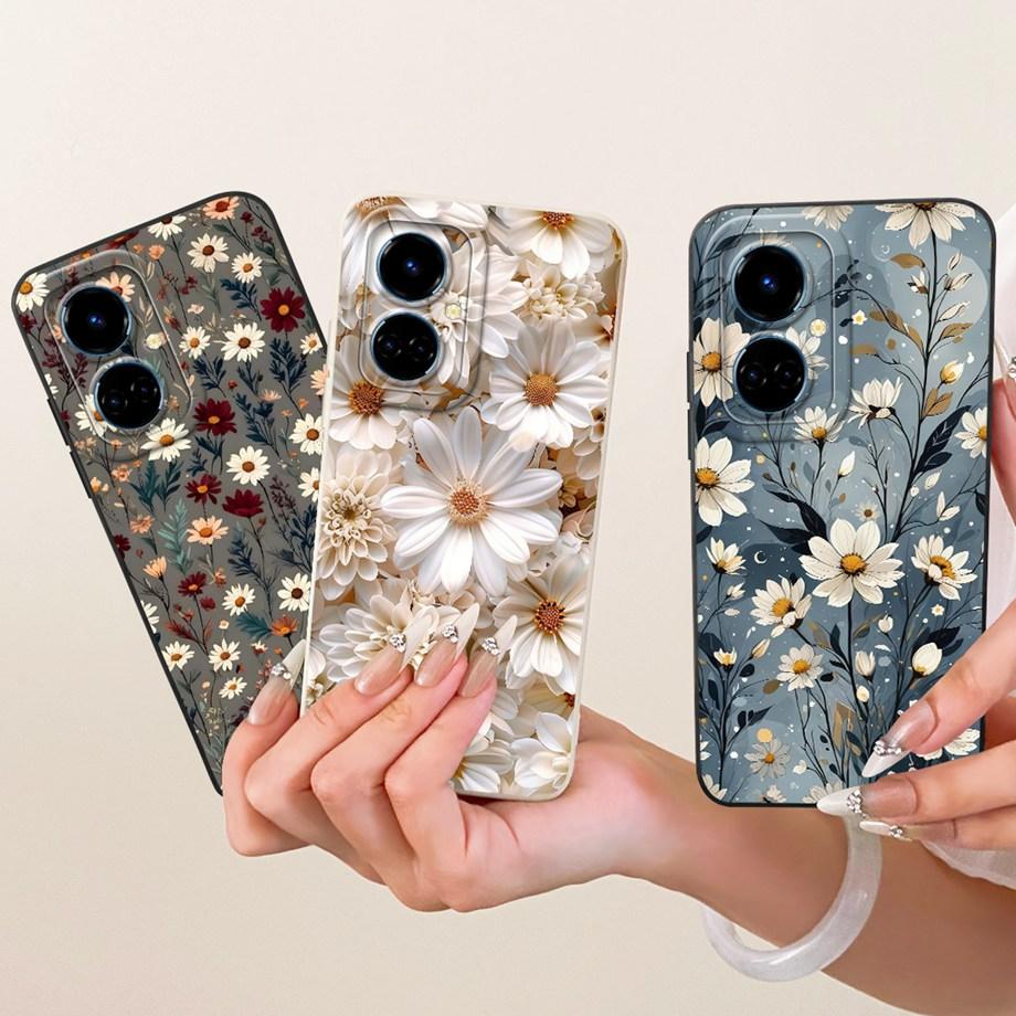 Cartoon Cat Painting Phone Case For Tecno Camon 19 19Neo 19 Pro 4G 5G Back Cover Soft Matte Silicone Daisy Flower Bow Capa Coque