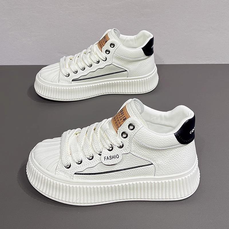 Fashion high-top board shoes women's 2024 new ins Internet celebrity white shoes casual sports versatile platform biscuit shoes