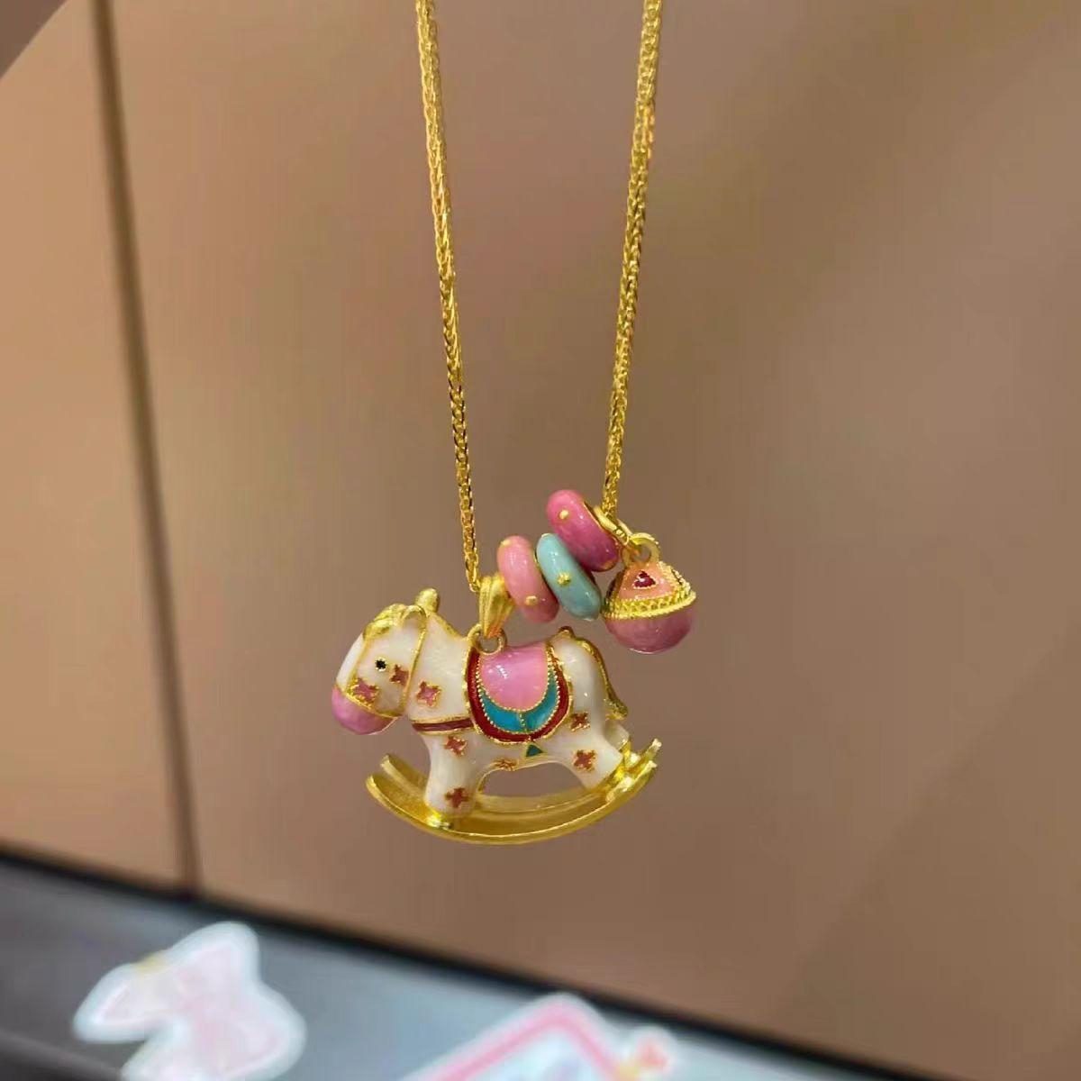 

Adorable Carousel Cartoon Style Pendant Necklace And Bracelet For Wear Fashionable Necklace