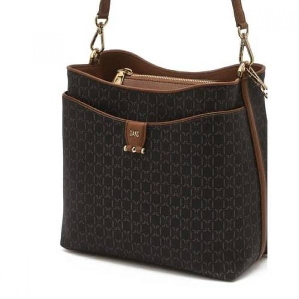 Daks Brown Dd Pattern Logo Decorated Leather Bucket Bag Dcba6f872w3