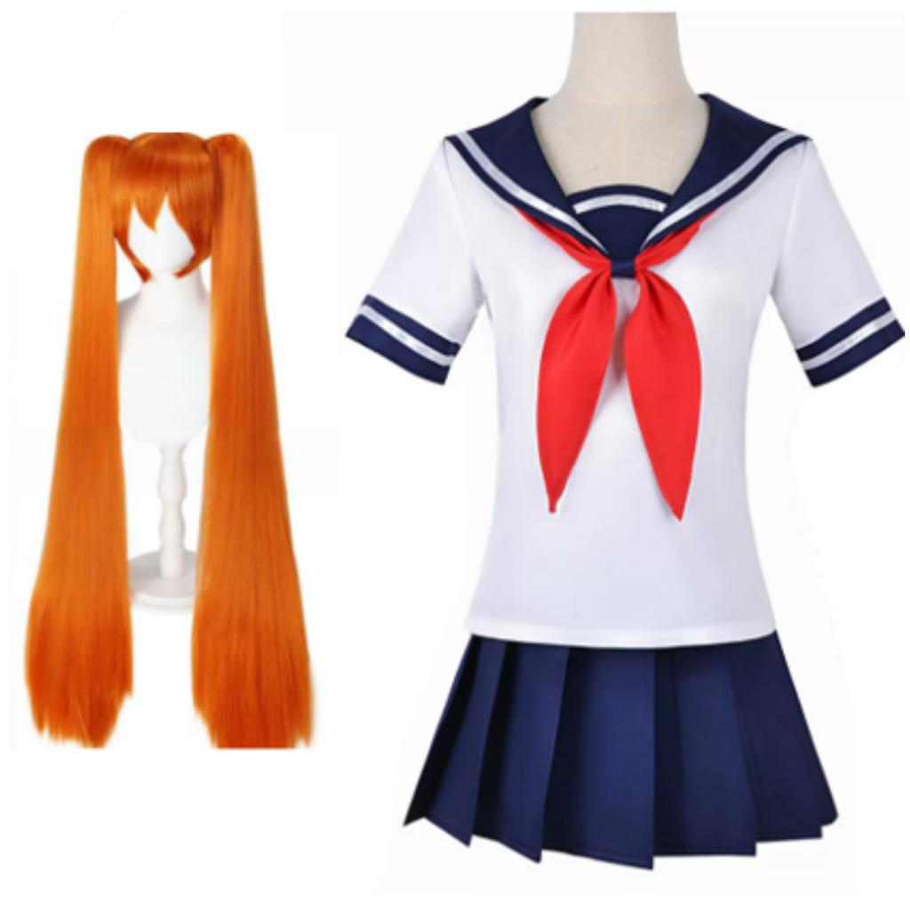 1. Game Yandere Simulator Ayano Aishi Cosplay Costume Yandere Chan Akademi High Sailor JK Uniform Full Outfit for Halloween Comic Con