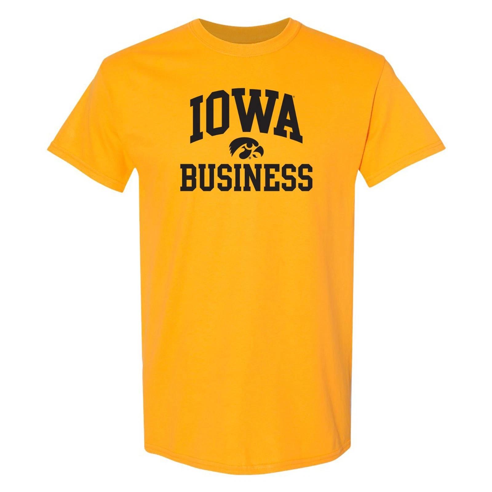 Iowa Hawkeyes Arch Logo Business Department University College T Shirt - Gold 3XL