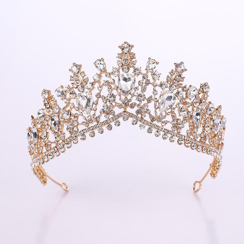 Vintage Baroque Dark Blue Crystal Crown Bridal Hair Accessories Elegant Queen Tiaras Diadem Girls Wedding Dress Headbands