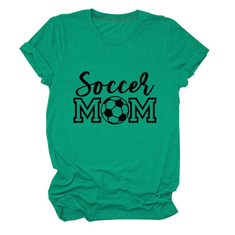Soccer Mom European and American Crew Neck Women's Casual Loose Short-sleeved eBay Foreign Trade Spot Large Size Comfortable T-shirt