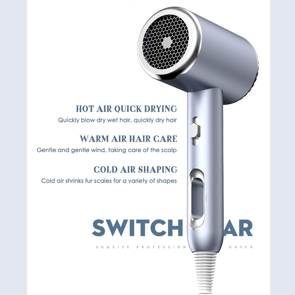 Negative Ion Hair Dryer 1600W Fast Drying Hair Care Blow Dryer Hairdryers 2 Speeds 3 Heat Settings