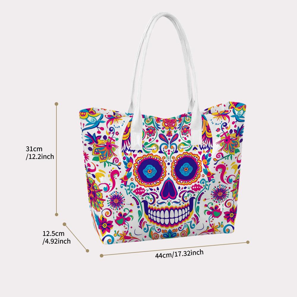 Mexican Sugar Skull Tote Bag Fashion Portable Shoulder Bag for Daily Use