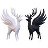 Geweih Hirsch Dekor Weihnachten Elch Statue mit Flügeln, 3D Gedruckte Rentier Figur, Moderne Skulptur für Wohnzimmer Stehender Esstisch, Kamin,