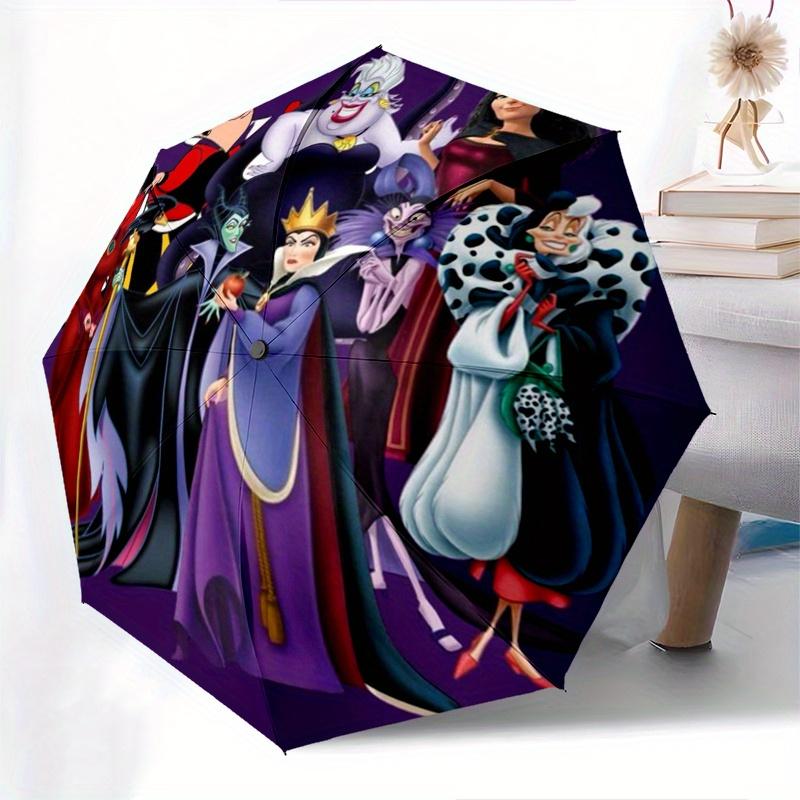 Disney Villains,Disney,Cartoon Manual Opening and Closing Umbrella, 8-Rib Reinforced Folding Design, Lightweight