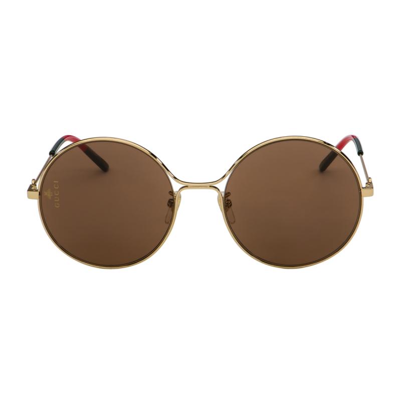 GUCCI Metallic Round Vintage Brown Lenses Gold-rimmed Sunglasses Women's