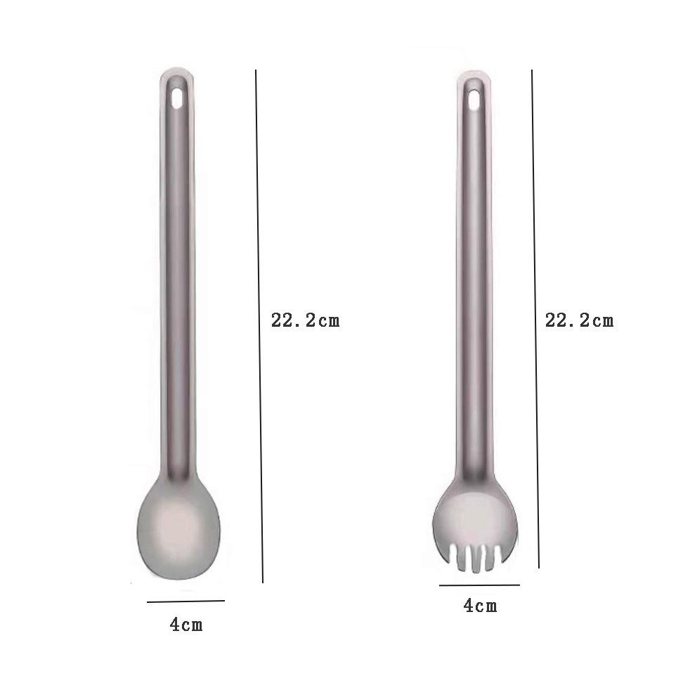 Ultralekki zestaw sztućców tytanowych: Przenośny widelec i łyżka na kemping i do sałatki