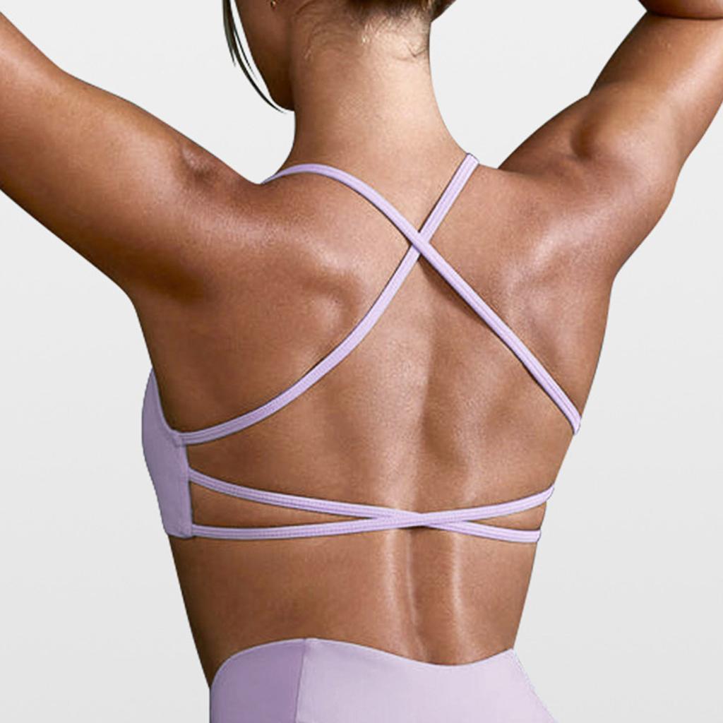 Women's Sports Bra Padded Cross Back Backless Sports Bra For Yoga Fitness