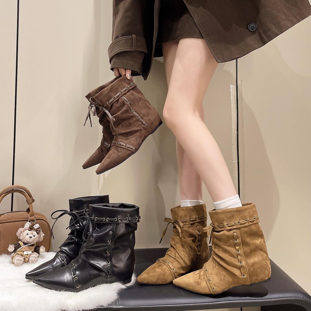 Stivali bassi con rialzo interno a punta francesi per bambini, nuovi estate e autunno 2025, stivaletti western cowboy merard, stivali Martin