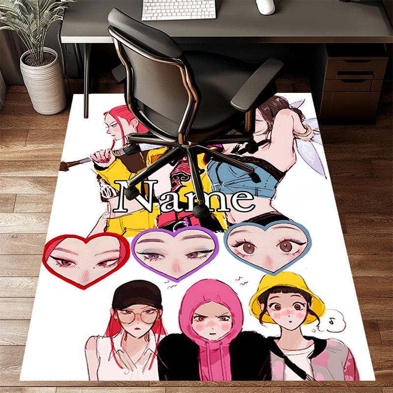 Custom KPop Demon Hunters Mat Personalized Name, Polyester Washable Indoor Entryway Rug, Gift for Christmas, Easter, Thanksgiving Day
