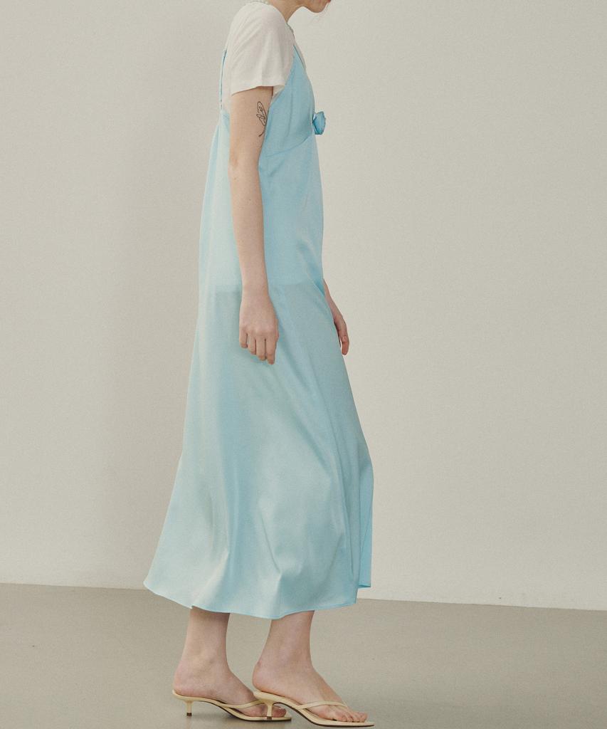 Melly And Rose Rose Corsage Sheer Long Dress (315302)_Blue