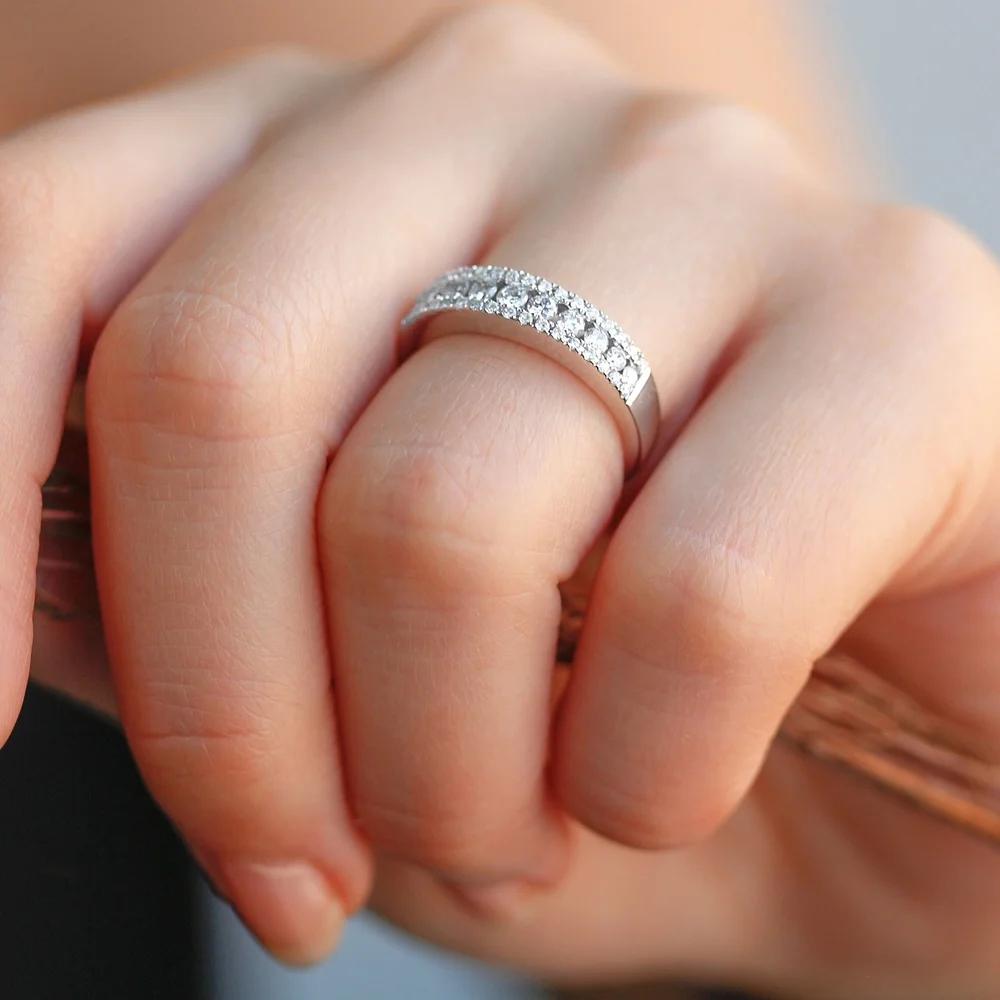 Verighete de nuntă în stil clasic Dainty Lady cu bijuterii de culoare argintie din zirconiu orbitor pentru inel de logodnă delicat