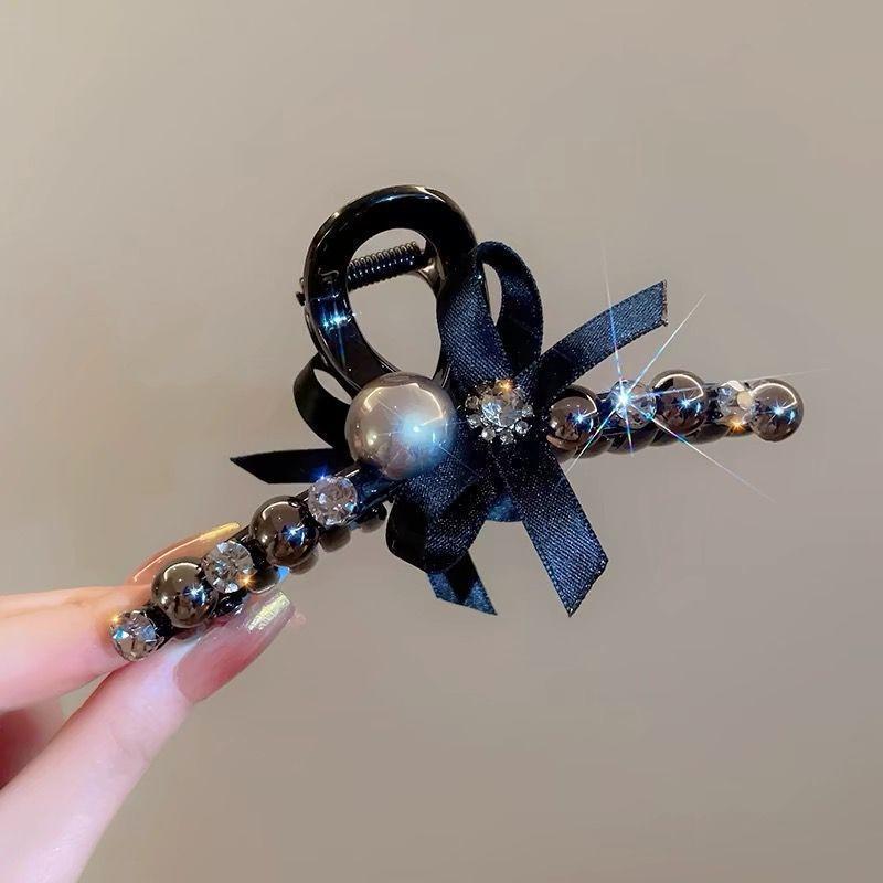 Light Luxury  High-end Sense of Flower  Pearl  Rhinestone  Clip  Female Back Head  Hair Clip  Large Hairpin  Headdress  Hairpin