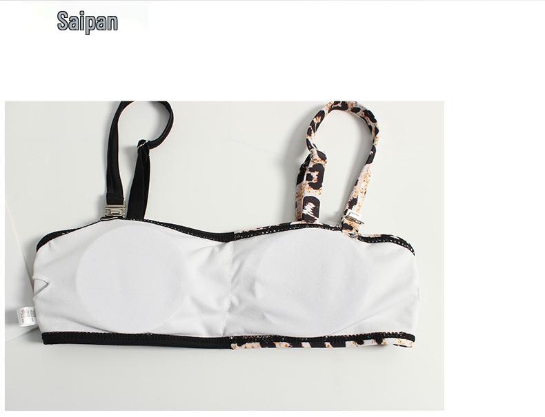 High-Waisted Leopard Print Patchwork Bikini - European and American Women's Two-Piece Swimwear
