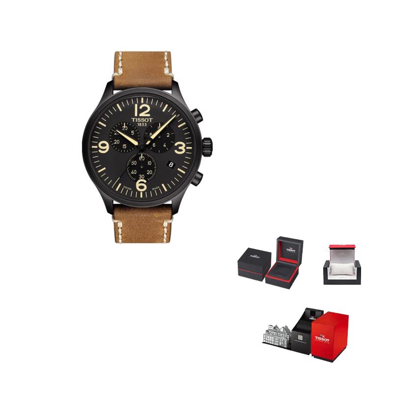 Мужские часы TISSOT Коллекция Soko T116.617.36.057.00- Black Dial Brown Strap