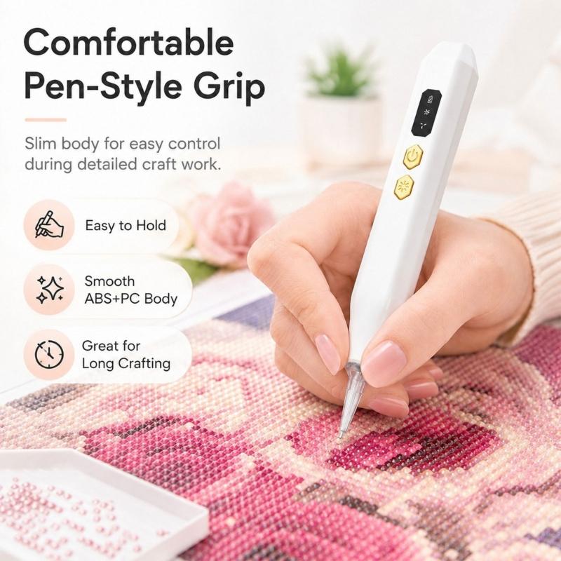 Two-Speed Drill Art Placement Pen with Air Pickup and Rechargeable Power for Focused Detail Work Tasks Use