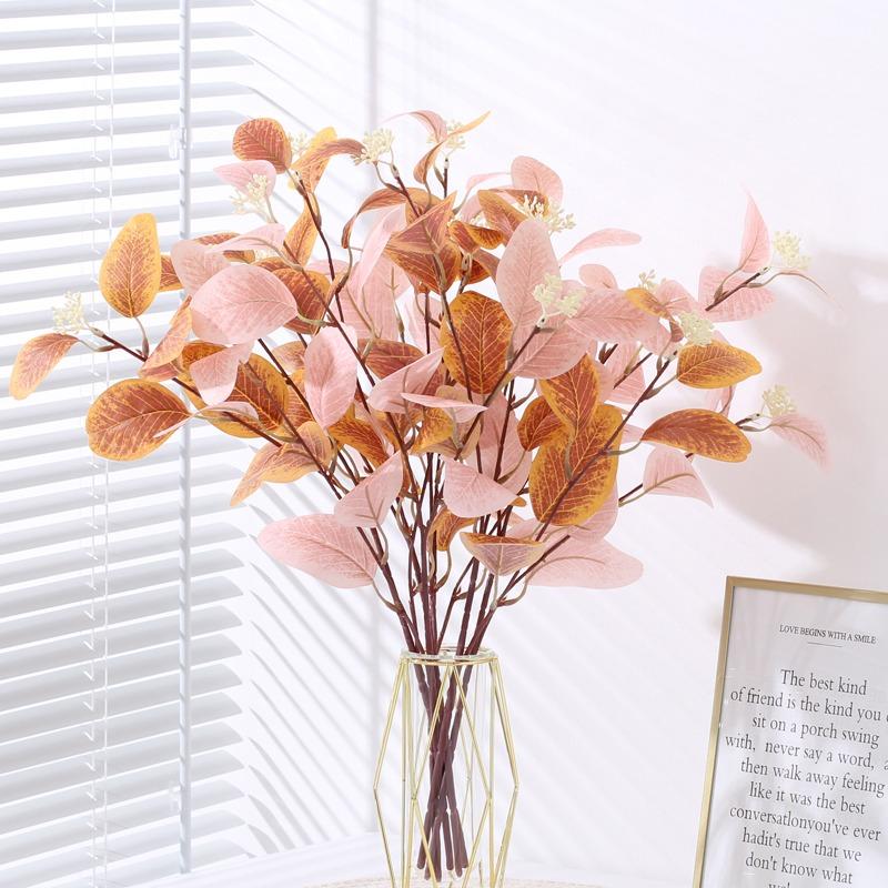 1Pcs Eucalyptus Leaves Artificial Flowers Bouquet Fake Flowers for Home Decor Garden Wedding Decoration Outdoor Vase Ornament
