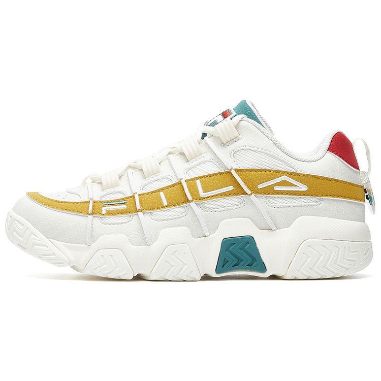 Fila Panini Fashion Classic Versatile Comfortable Daily Low-Top Retro Basketball Shoes Women Sneaker White Yellow Green F12W031218FSH