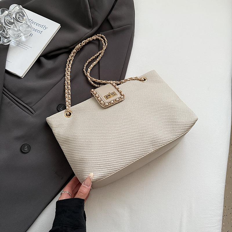 Fashion foreign shoulder bag withered grid chain bag niche trend casual handbag large capacity tote bag