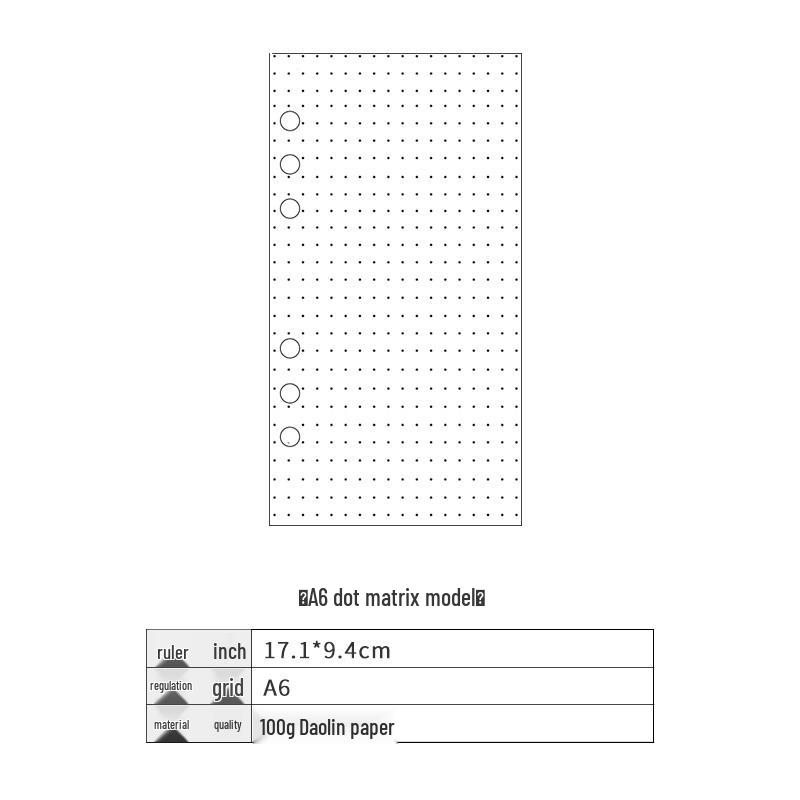 A6 6-Hole Notebook Refill: Blank, Grid, Lined Pages for Student Diaries