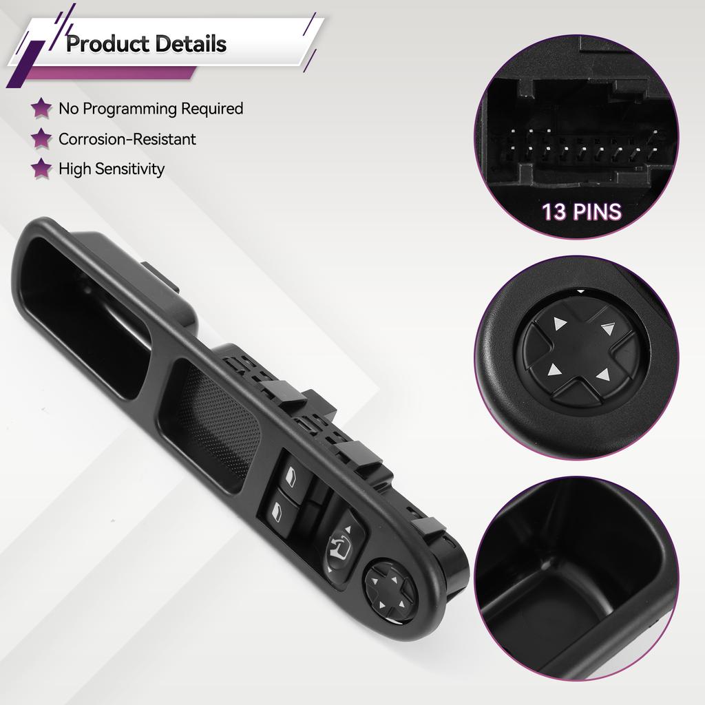 Electric Master Control Power Window Lifter Switch Regulator Button 6554.QA Fits For Peugeot 207 207CC 207SW 6554QA 9654859677