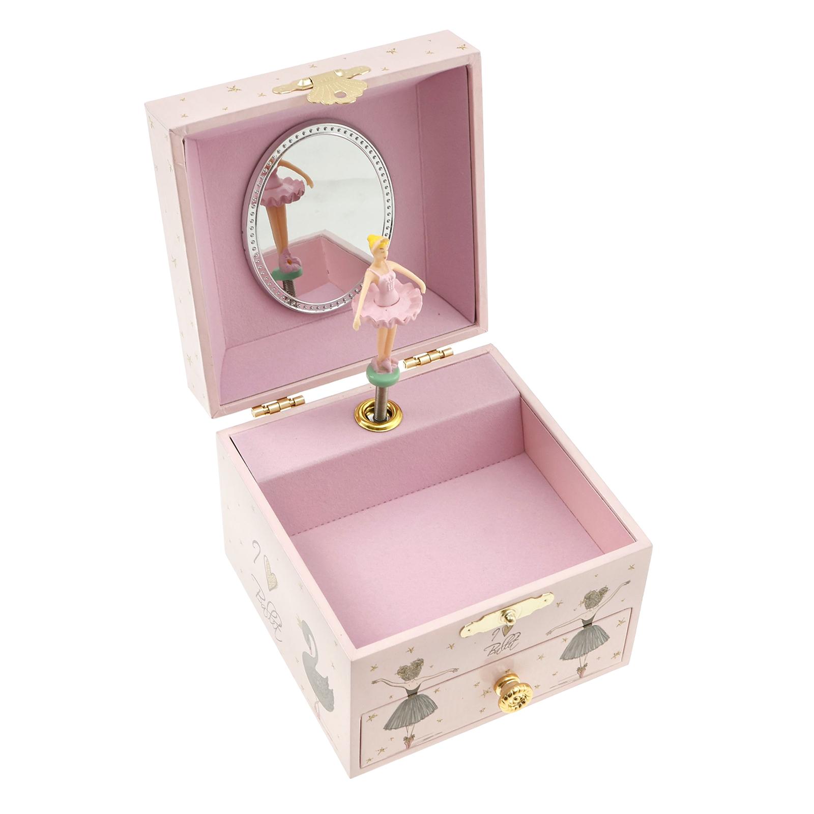 

Dance Ballet Girl Music Box Musical Jewelry Storage Case Kid Jewelry Boxes Double-layer Bracelet Rings Organizer Box for Girls