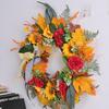 92MF Front Door Fall Farmhouse Wreath Autumn Harvest Wreaths With Sunflowers And Maple Leaves For Outside Outdoor
